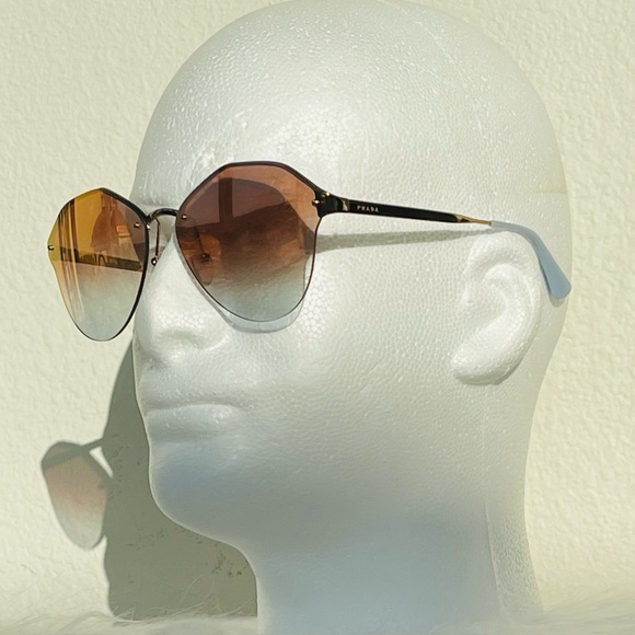 PRADA Butterfly Sunglasses - Gold Frames w/ Brown to Smoke GRADIENT Oversized - Picture 9 of 17